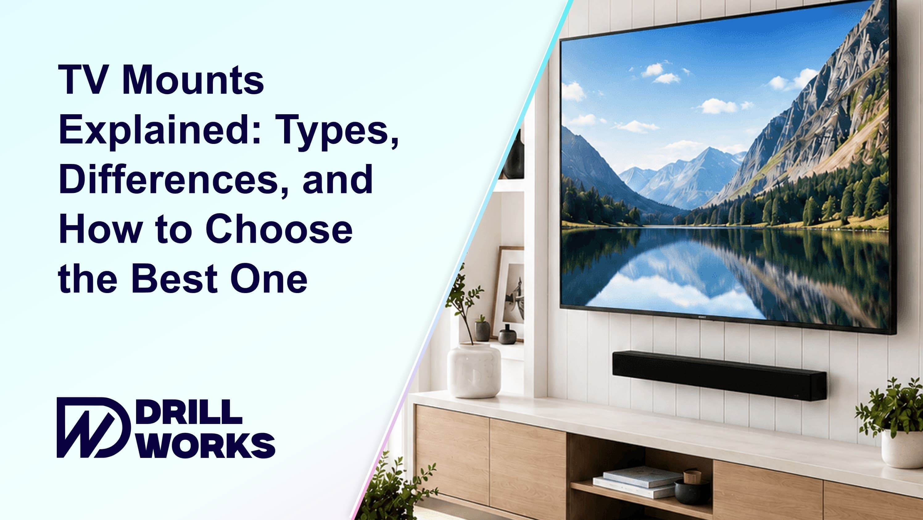 DrillWorks blog thumbnail for choosing the best TV mount type