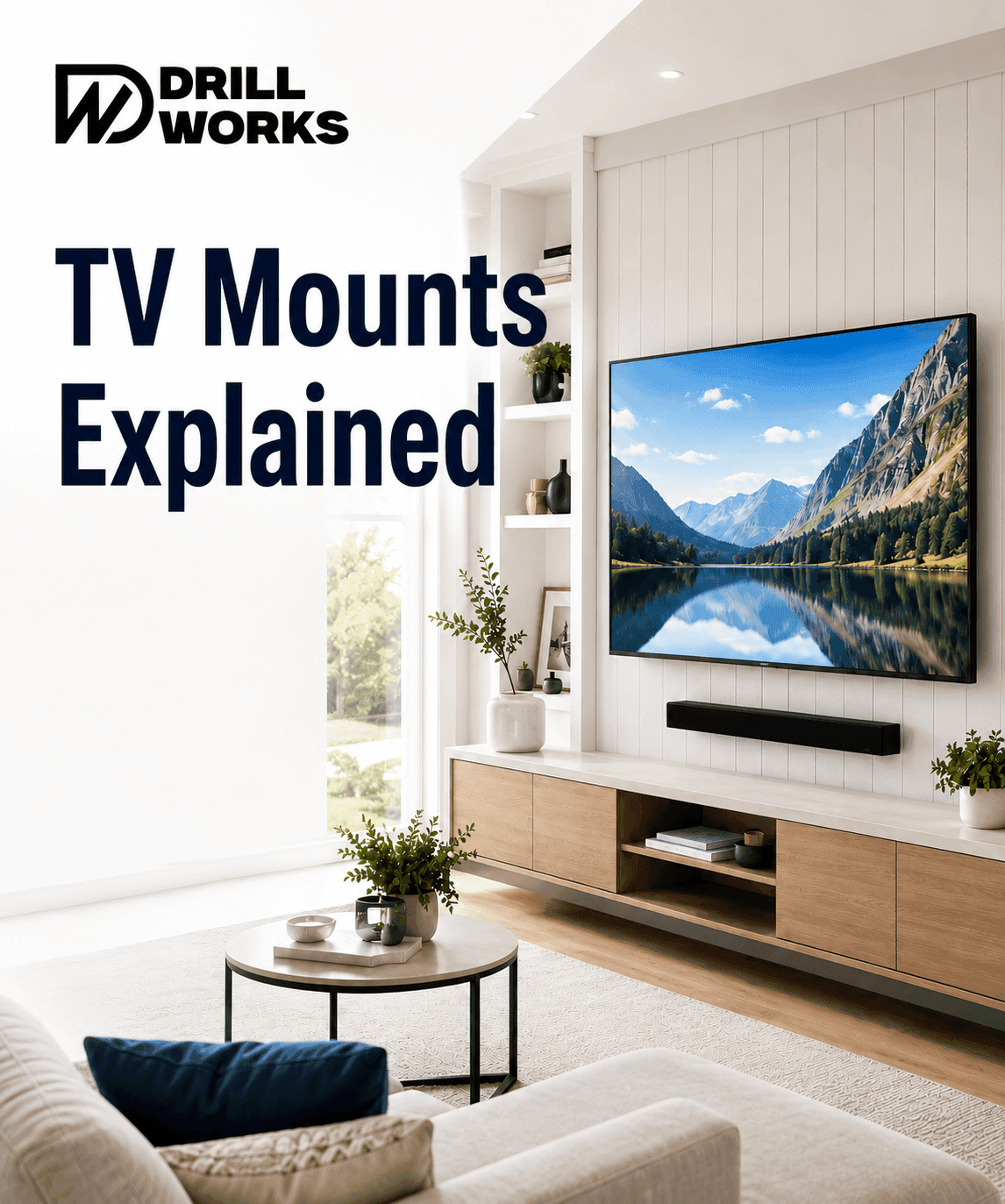 TV mounts guide cover showing different bracket types on a wall