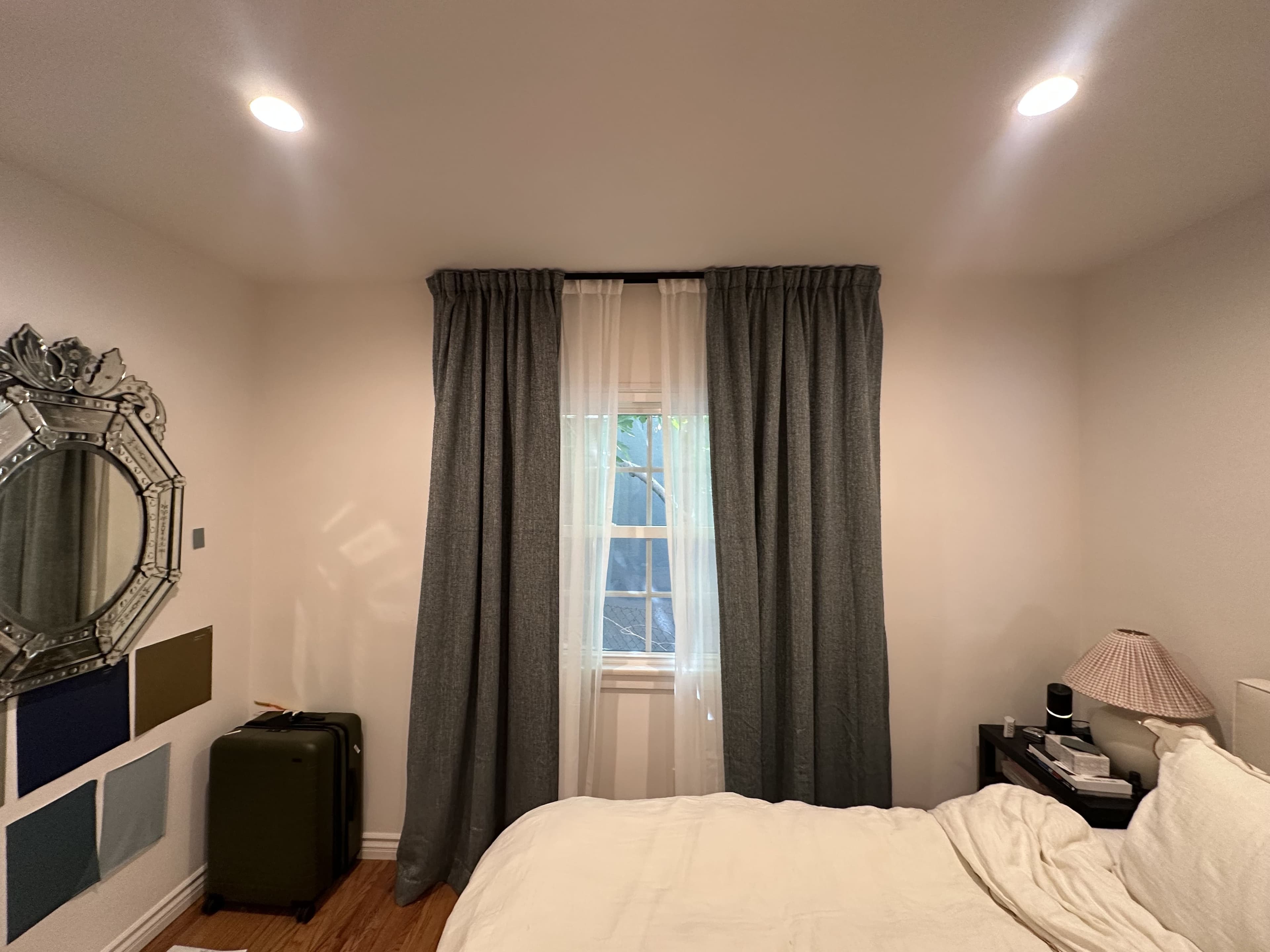 Curtain rod and blind placement measured