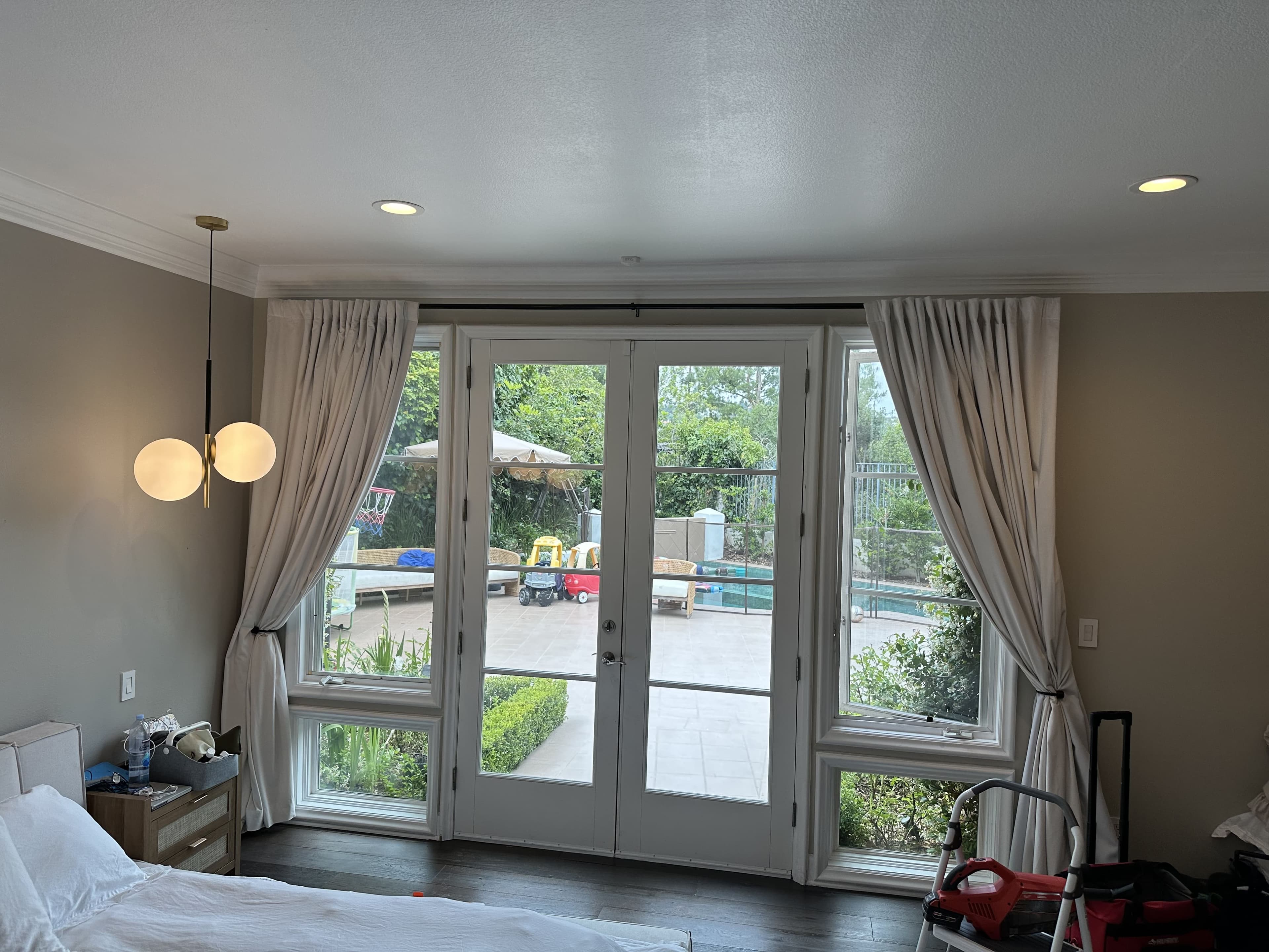 Curtain rod and blind placement measured