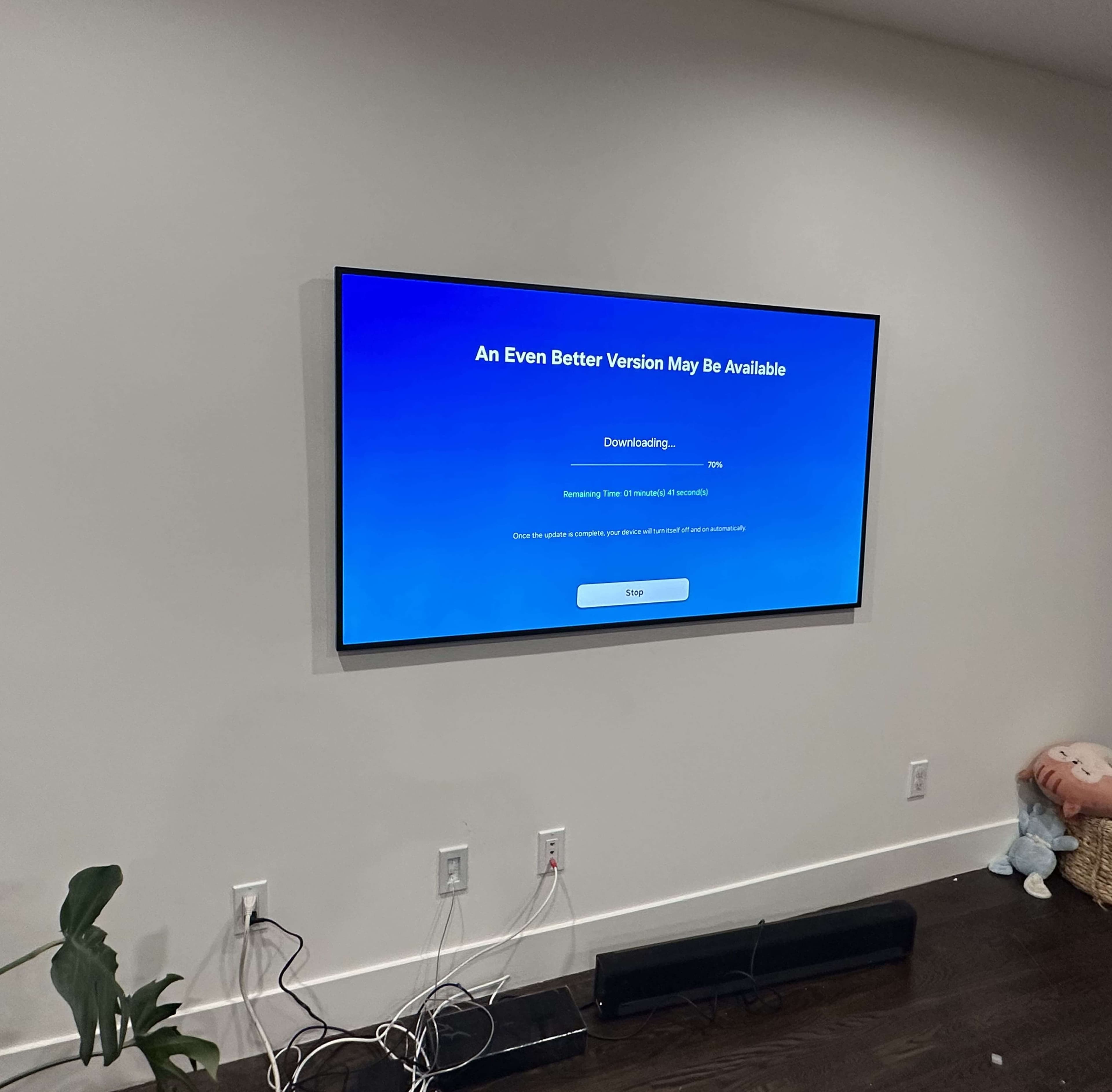 TV mounting after in-wall cable concealment with a clean wall finish