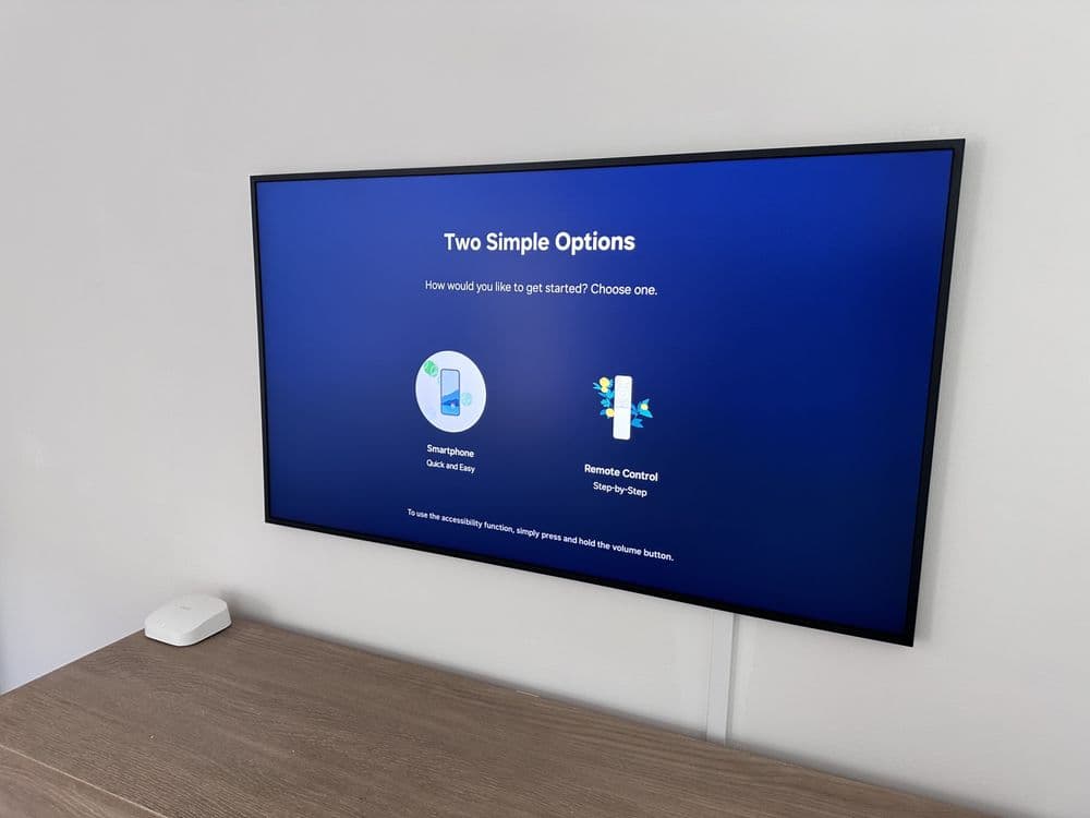 Recently mounted TV with a clean setup